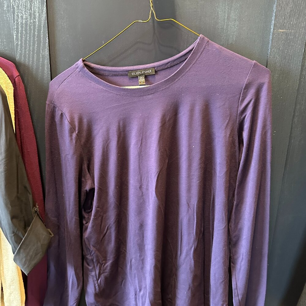 womens tops and blouses, Size S, Eileen Fisher, Purple long sleeve